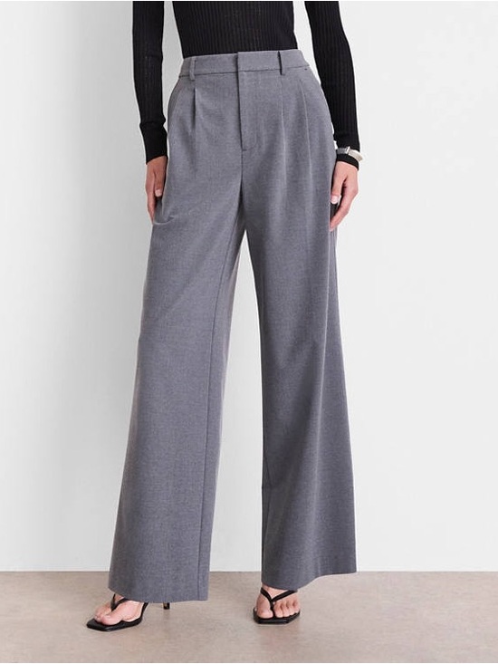 LOFT Pants - Loft CurvyGray Dress Pants - Classic Pleated Trousers